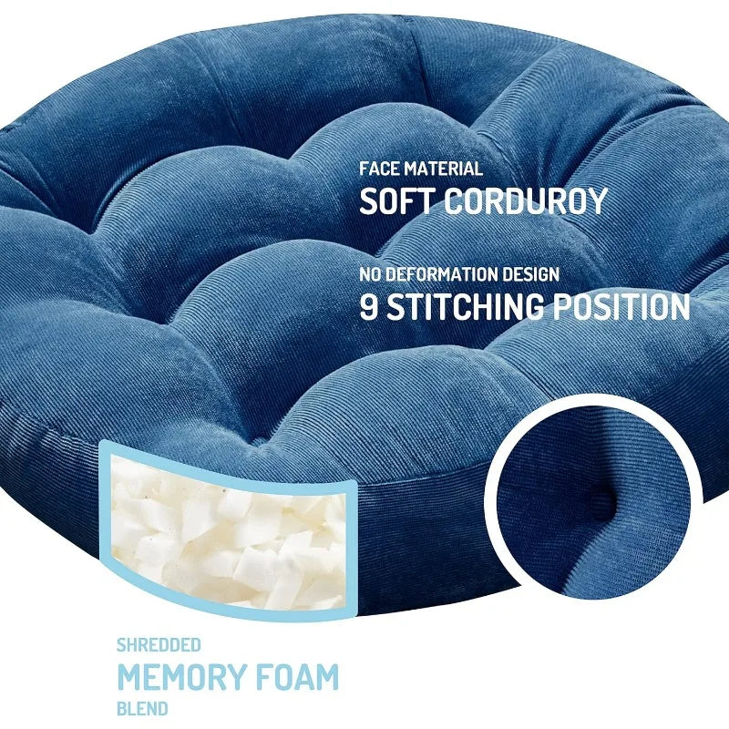 Set of 2 Meditation Floor Pillows – Tufted Corduroy Cushions