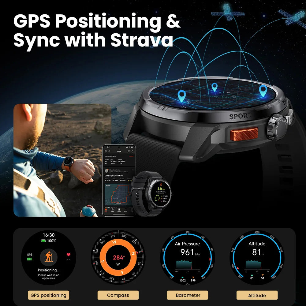 HAYLOU Solar Ultra GPS Smart Watch – 1.6" AMOLED, Bluetooth Calls, 5ATM