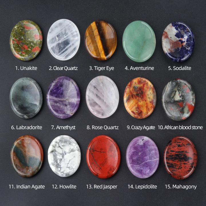 Quartz Thumb Worry Stone – Healing Crystal Oval for Chakra Energy & Meditation