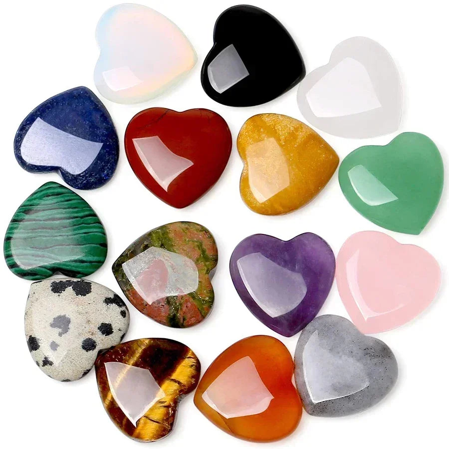 Heart Shaped Natural Crystal Stones – Amethyst & Agate Healing Crystals (10/20/30pcs, 20mm)