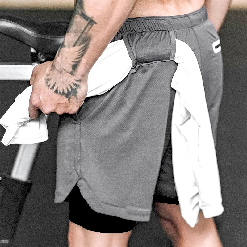 Men’s Camo 2-in-1 Running & Gym Shorts – Quick-Dry