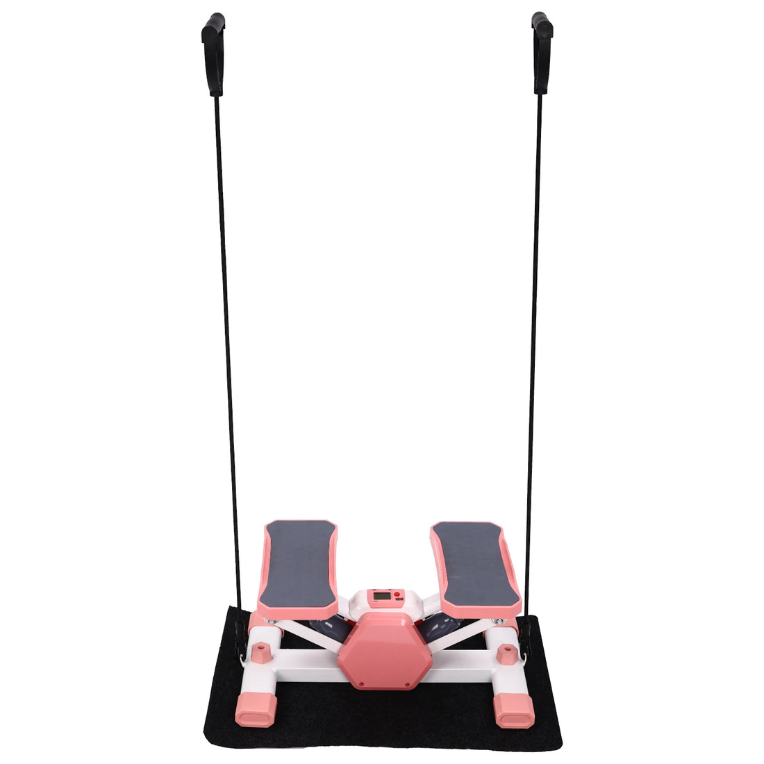 Step Fitness Machine with LCD Screen, Dual Resistance Bands for Full Body Workout, Smooth Hydraulic System, Compact Design for