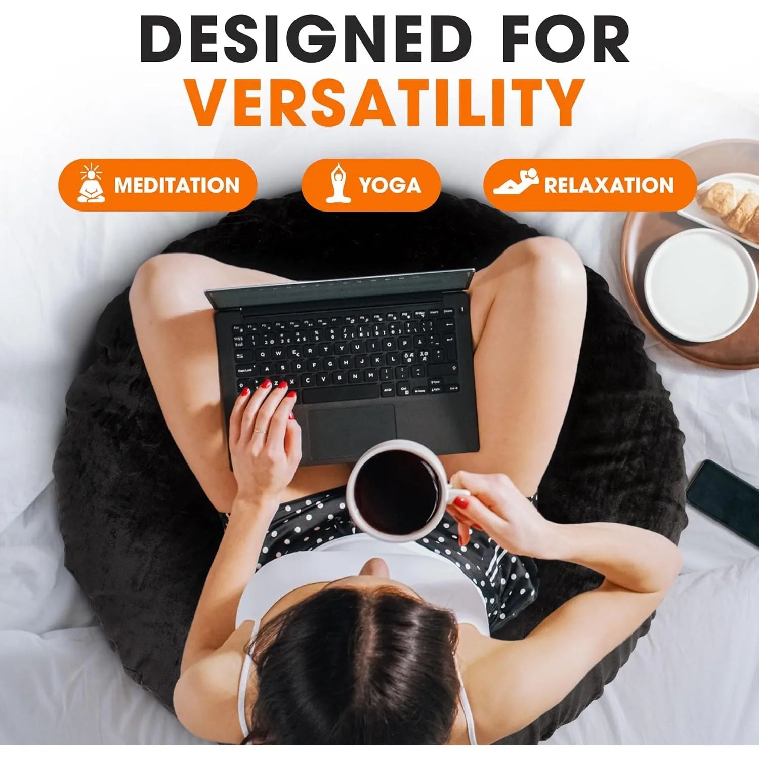 32" Round Meditation Floor Pillow – Oversized Yoga Cushion