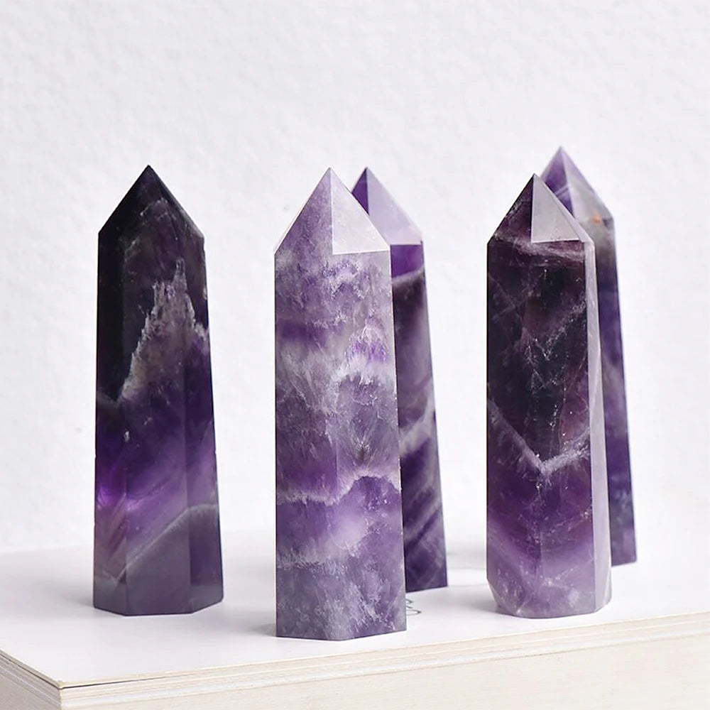 Natural Crystal Point Wand – Rose Quartz & Amethyst Healing Stones for Witchcraft, Decoration & Meditation