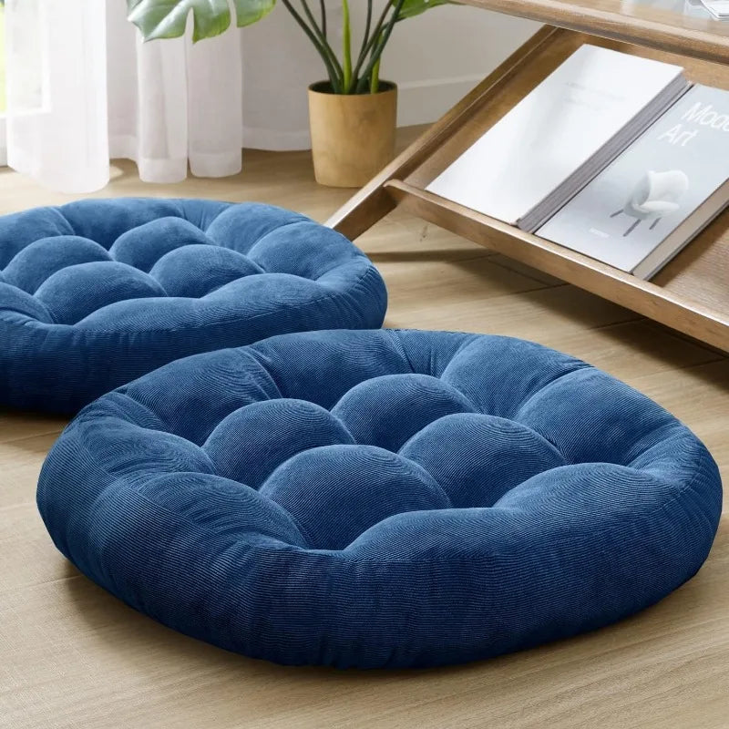 Set of 2 Meditation Floor Pillows – Tufted Corduroy Cushions