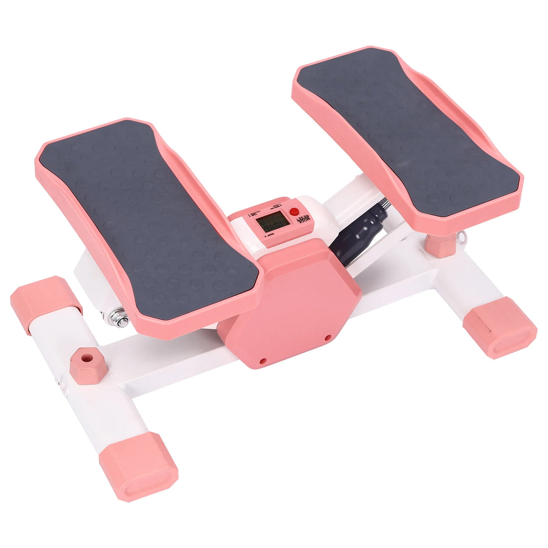 Step Fitness Machine with LCD Screen, Dual Resistance Bands for Full Body Workout, Smooth Hydraulic System, Compact Design for