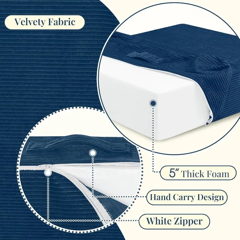 Solid Square Floor Pillows, Large Meditation Floor Pillow Seating Cushion with Thick Memory Foam & Washable Velvet Cover, 2 Pack