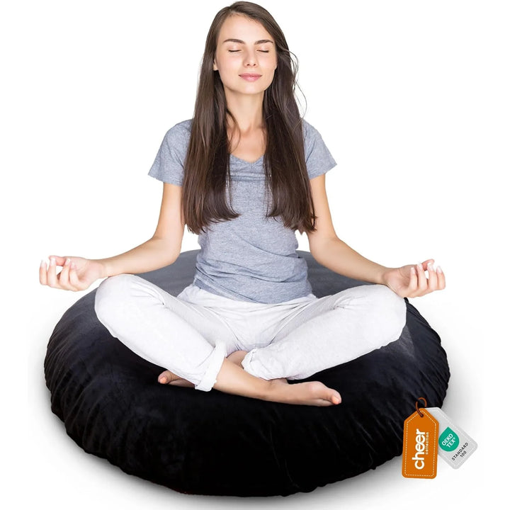 Large Floor Pillow, 32" Round Meditation Cushion, Oversized Yoga Pillow & Floor Cushions for