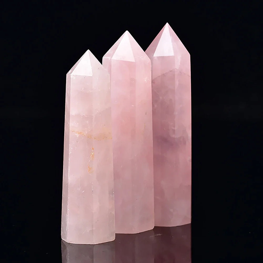 Natural Crystal Point Wand – Rose Quartz & Amethyst Healing Stones for Witchcraft, Decoration & Meditation