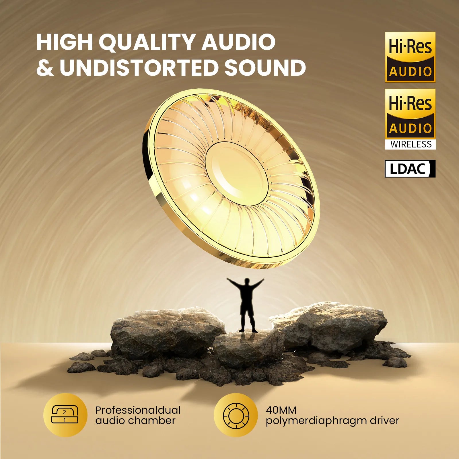 Oneodio A5 Bluetooth 5.4 Headphones – ANC Over-Ear Wireless Hi-Res