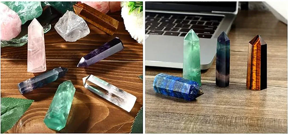 Natural Crystal Point Wand – Rose Quartz & Amethyst Healing Stones for Witchcraft, Decoration & Meditation