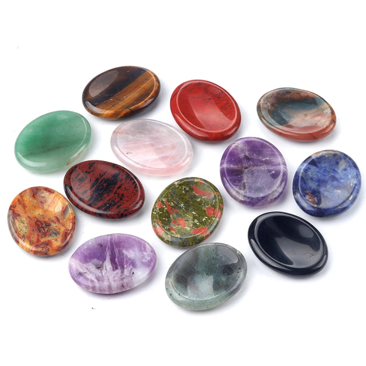 Quartz Thumb Worry Stone – Healing Crystal Oval for Chakra Energy & Meditation