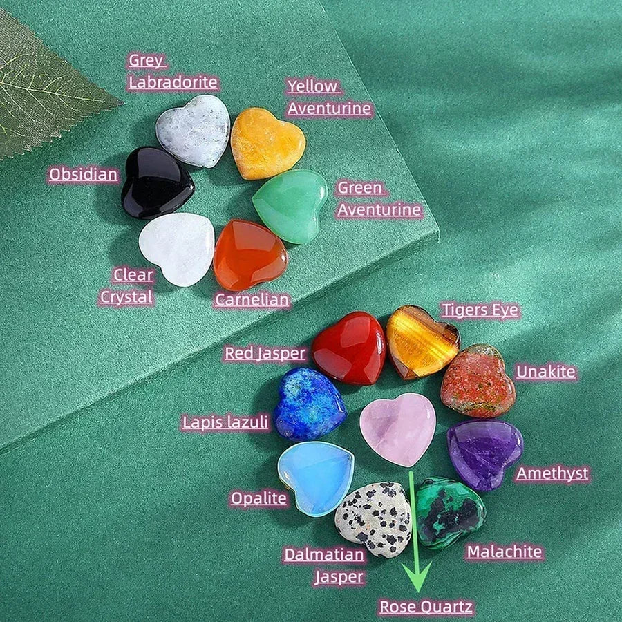 Heart Shaped Natural Crystal Stones – Amethyst & Agate Healing Crystals (10/20/30pcs, 20mm)