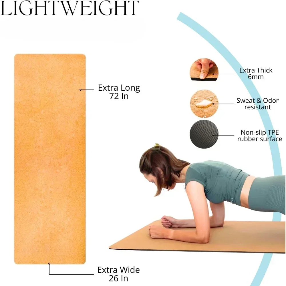 5-Piece Premium Cork Yoga Kit with Mat, Blocks, Strap & Bag