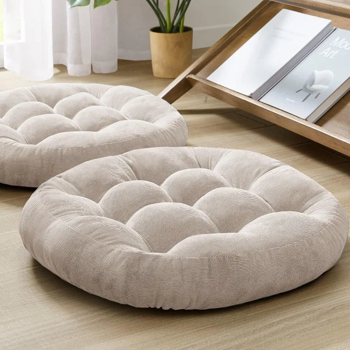 Meditation Floor Pillow Set of 2, Large Pillows Seating for Adults, Tufted Corduroy Cushion for Living Room Tatami,