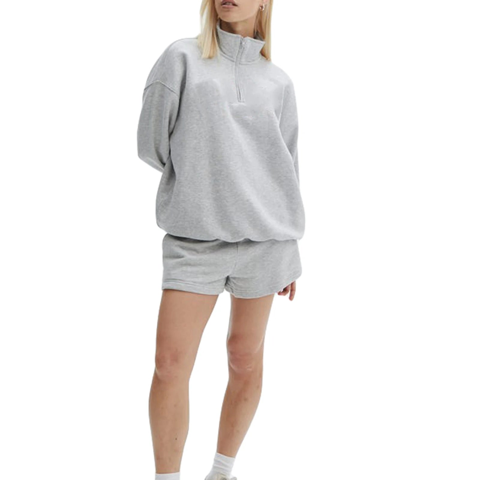 Women’s Long Sleeve Zipped Sweatshirt & Shorts Set – Activewear