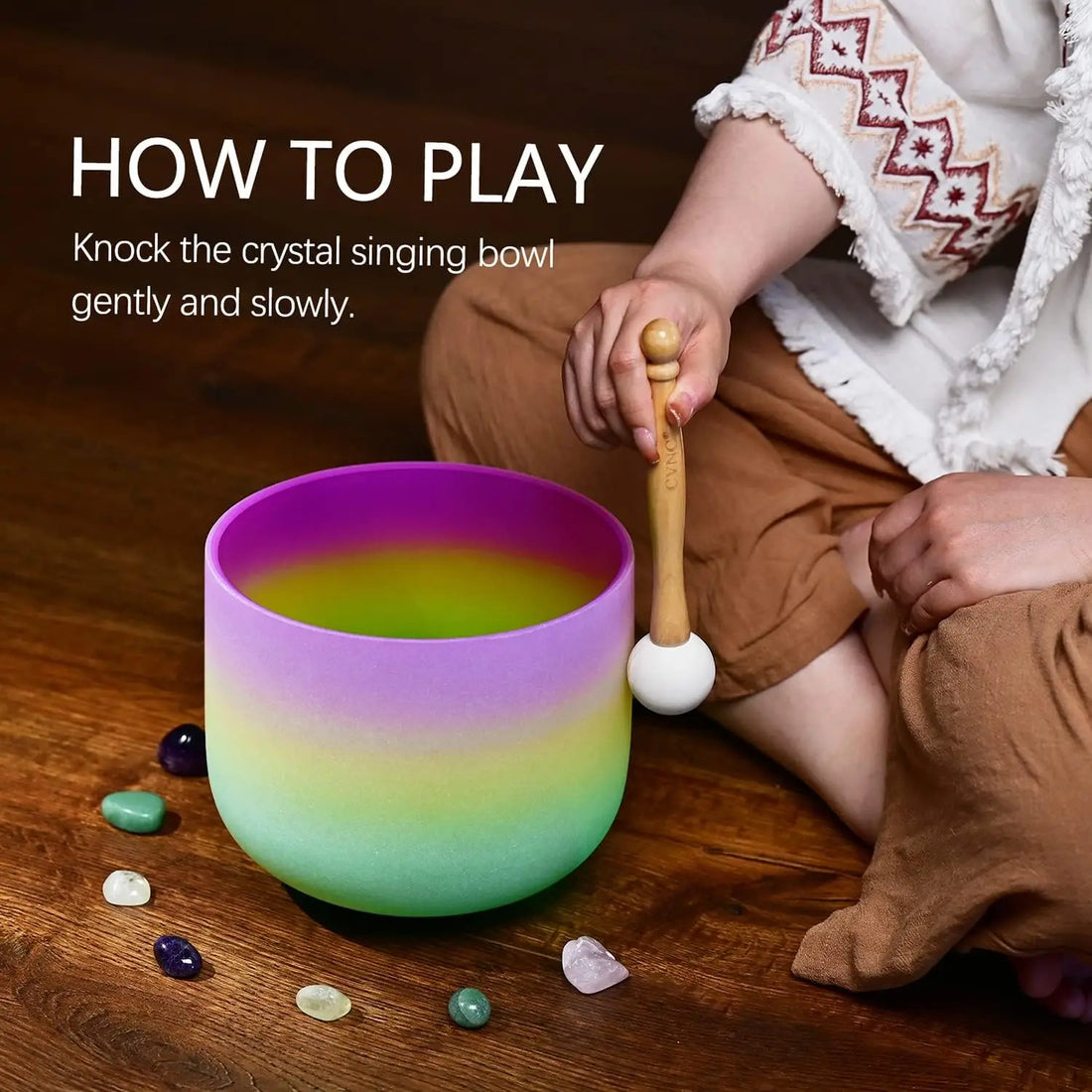 8" Crown Chakra Rainbow Quartz Singing Bowl – B Note