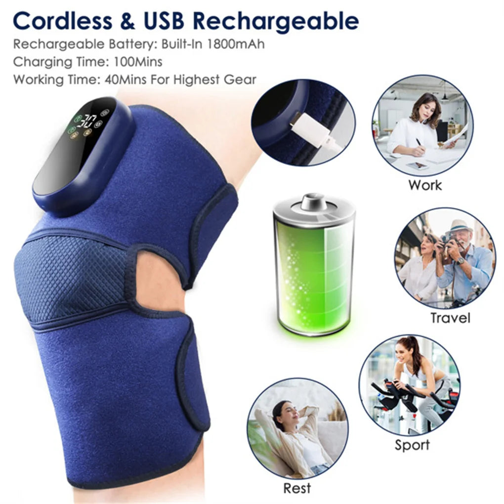Cordless Heated Knee Massager with Vibration & Compression