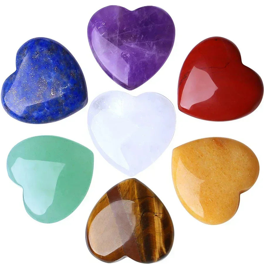Heart Shaped Natural Crystal Stones – Amethyst & Agate Healing Crystals (10/20/30pcs, 20mm)