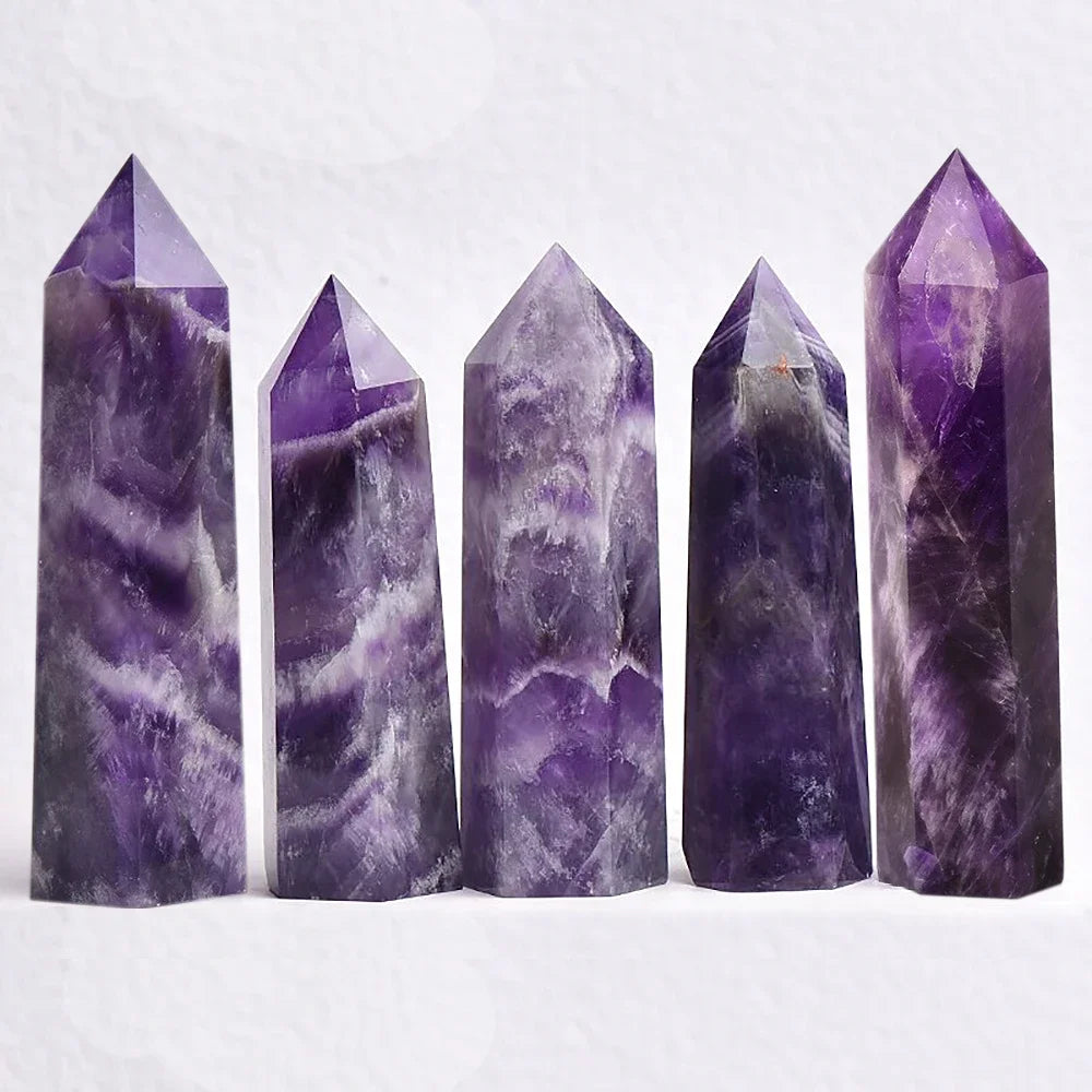 Natural Crystal Point Wand – Rose Quartz & Amethyst Healing Stones for Witchcraft, Decoration & Meditation