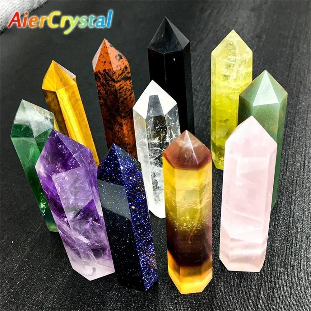 Natural Crystal Point Wand – Rose Quartz & Amethyst Healing Stones for Witchcraft, Decoration & Meditation