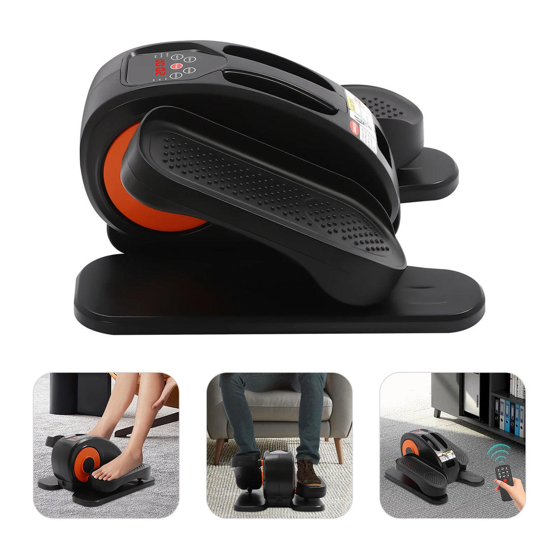Under Desk Elliptical Machine Electric Ellipse Leg Exerciser with Remote Control Seated Pedal Exerciser for Home
