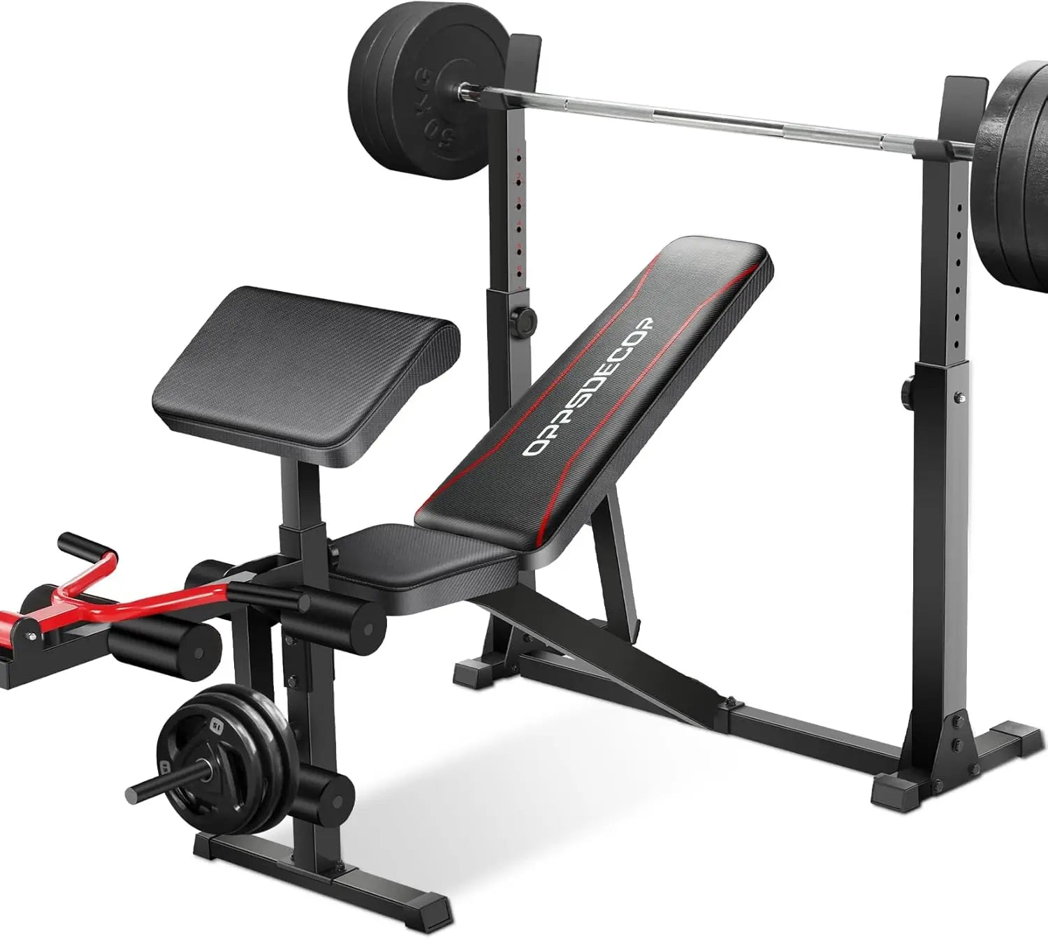 900lbs Weight Bench Set with Squat Rack & Preacher Curl Station