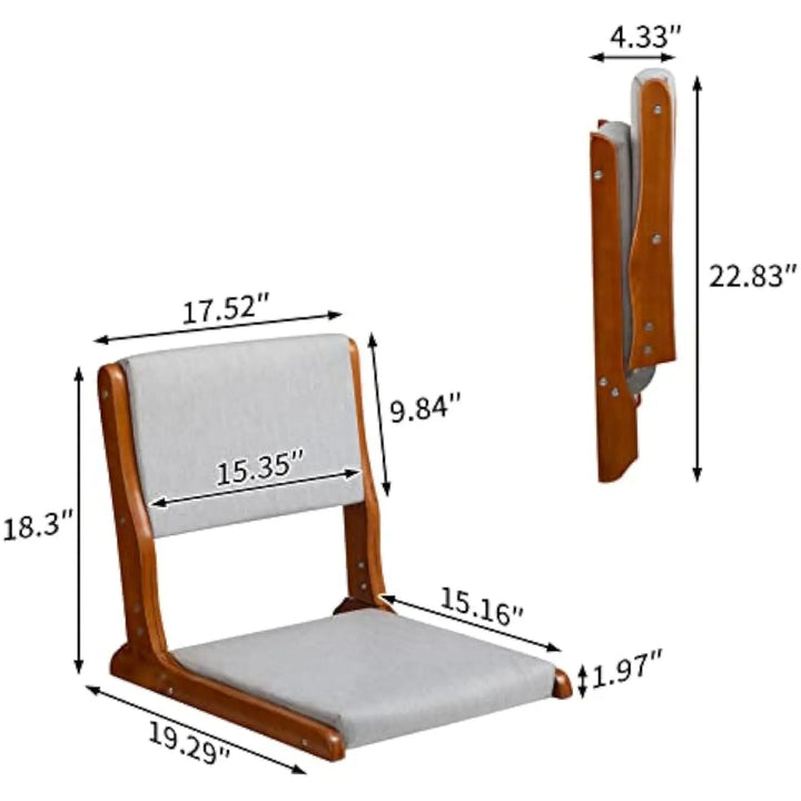 Floor Chair with Back Support, Foldable Japanese Style Floor Chair, Wood Legless Tatami Chair with Cushion, Accent Meditation