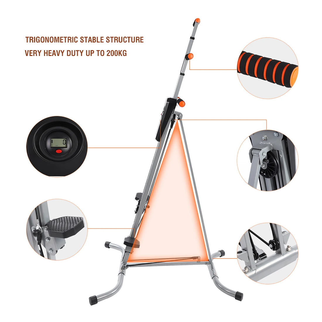 Steel Frame Heavy Duty Vertical Climber Fitness Climbing Cardio Machine Home Stepper
