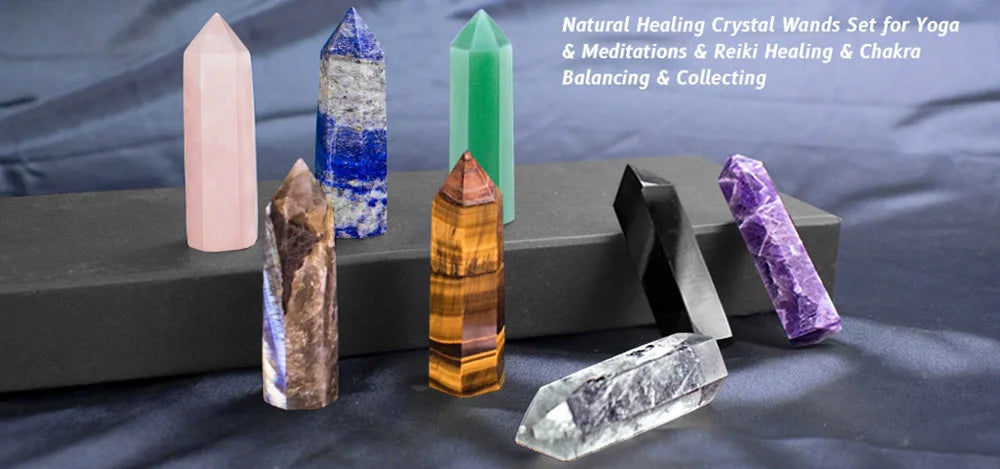 Natural Crystal Point Wand – Rose Quartz & Amethyst Healing Stones for Witchcraft, Decoration & Meditation