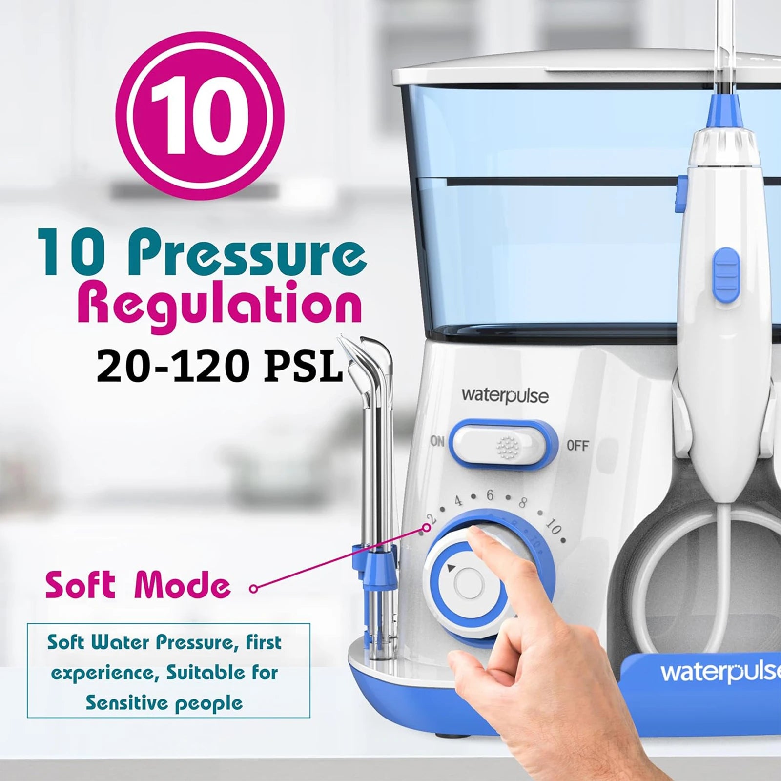 Waterpulse Electric Water Flosser – 800ML Oral Irrigator 5x Tips
