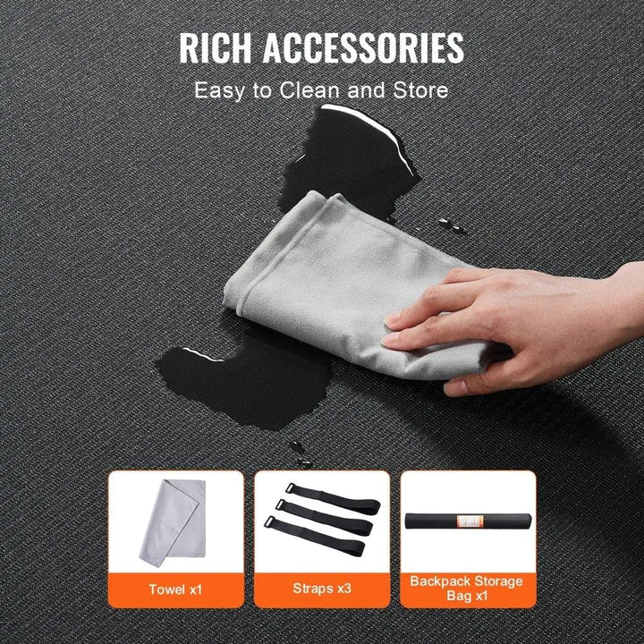 Exercise Mat Non-Slip High Density Premium Yoga Mat for Home Pilates Floor Workout Base Bag Carry Strap