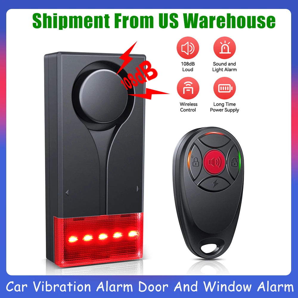 Elecpow Wireless Car & Motorcycle Vibration Alarm – 108dB Anti-Theft