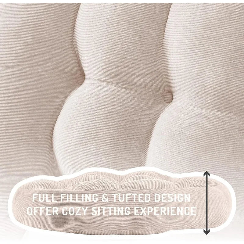 Set of 2 Meditation Floor Pillows – Tufted Corduroy Cushions