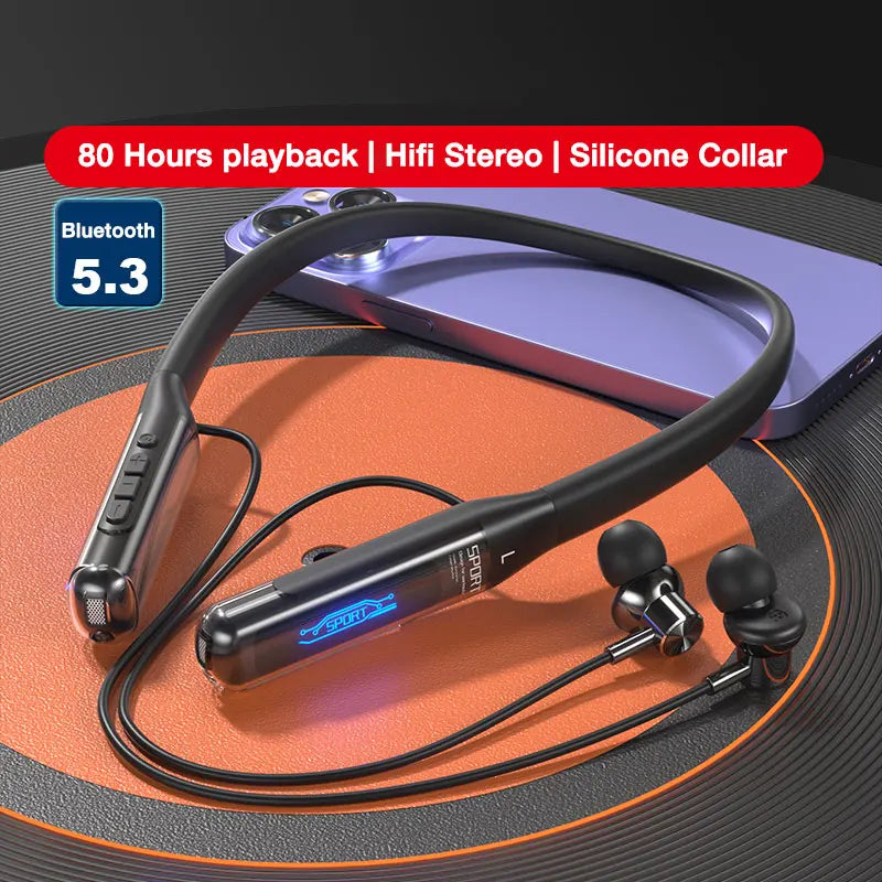 EARDECO Bluetooth Neckband Headphones – 80H Playtime, Bass Stereo