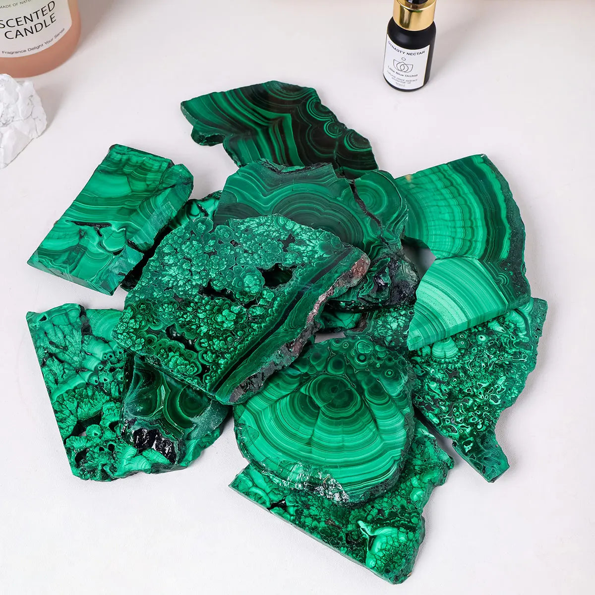 Natural Green Malachite Raw Stone – Healing Crystal Mineral Slab for Divination & Decoration