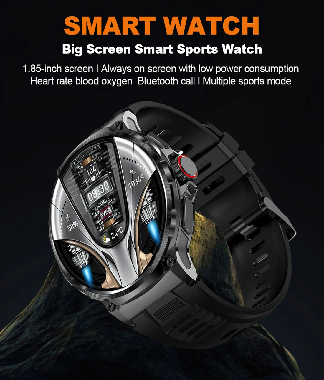 1.85” Ultra HD Smart Watch – GPS, Bluetooth Call, Fitness Tracker