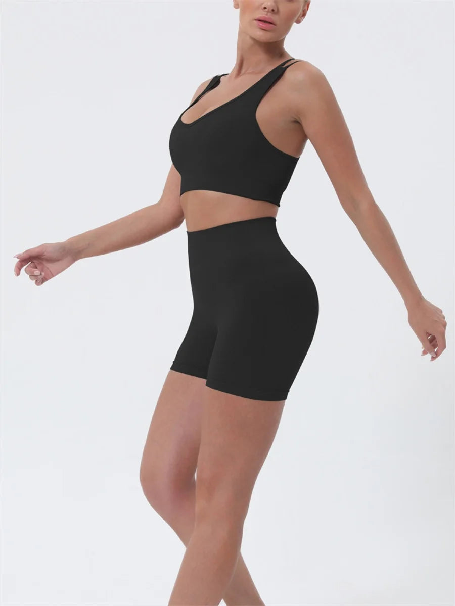 Women’s Summer 2-Piece Crop Top & High-Waist Shorts Set