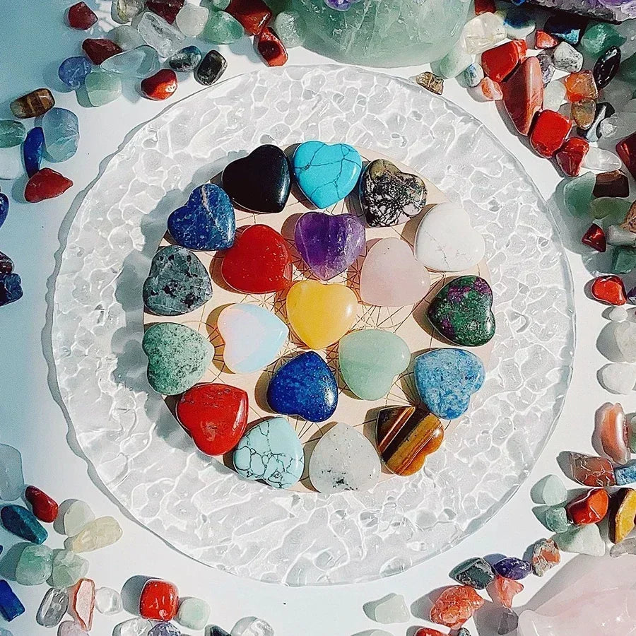Heart Shaped Natural Crystal Stones – Amethyst & Agate Healing Crystals (10/20/30pcs, 20mm)