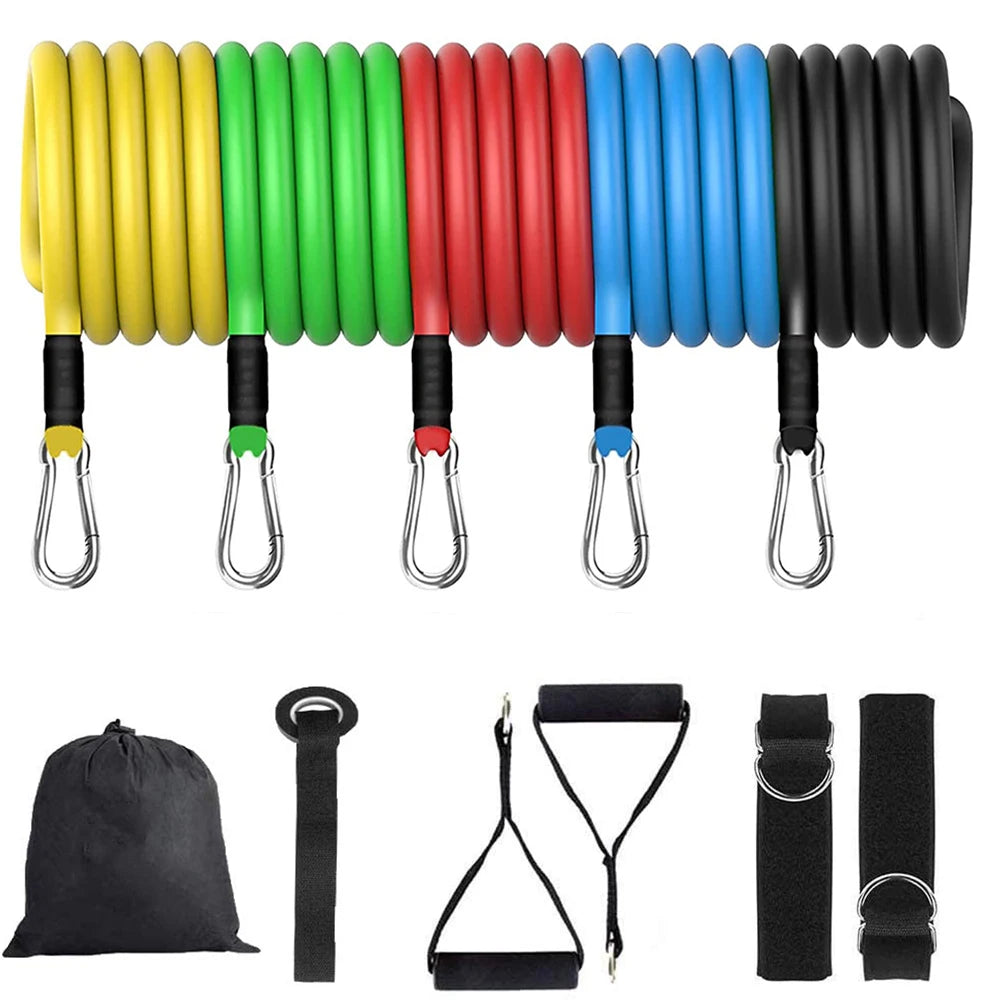 11PC Latex Resistance Bands Set – Pilates, Yoga & Fitness