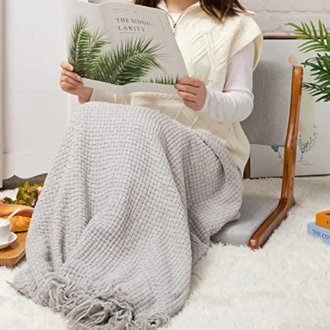Floor Chair with Back Support, Foldable Japanese Style Floor Chair, Wood Legless Tatami Chair with Cushion, Accent Meditation