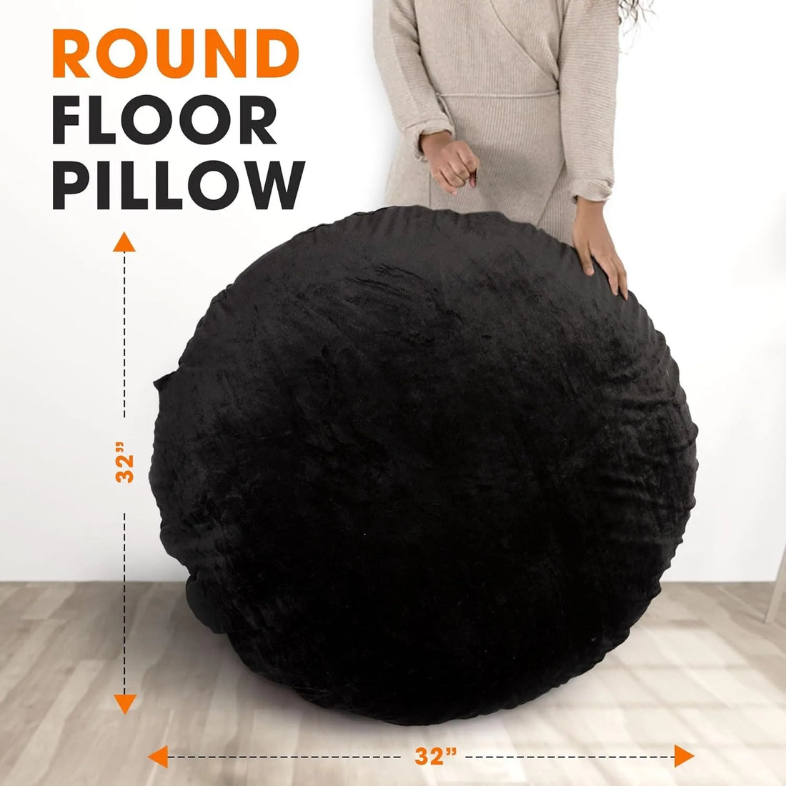 Large Floor Pillow, 32" Round Meditation Cushion, Oversized Yoga Pillow & Floor Cushions for
