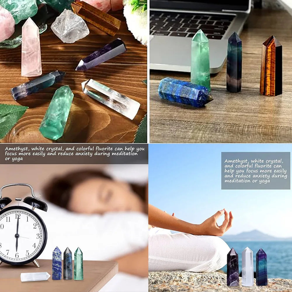 Natural Crystal Point Wand – Rose Quartz & Amethyst Healing Stones for Witchcraft, Decoration & Meditation