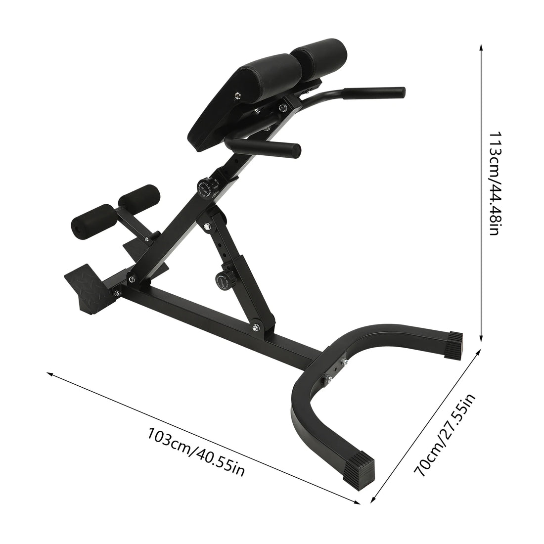 Adjustable Sit up Bench Roman Chair Multi-Function Fitness Stool 8 Pads for Home Gym Full Body Workout 150kg/330lbs