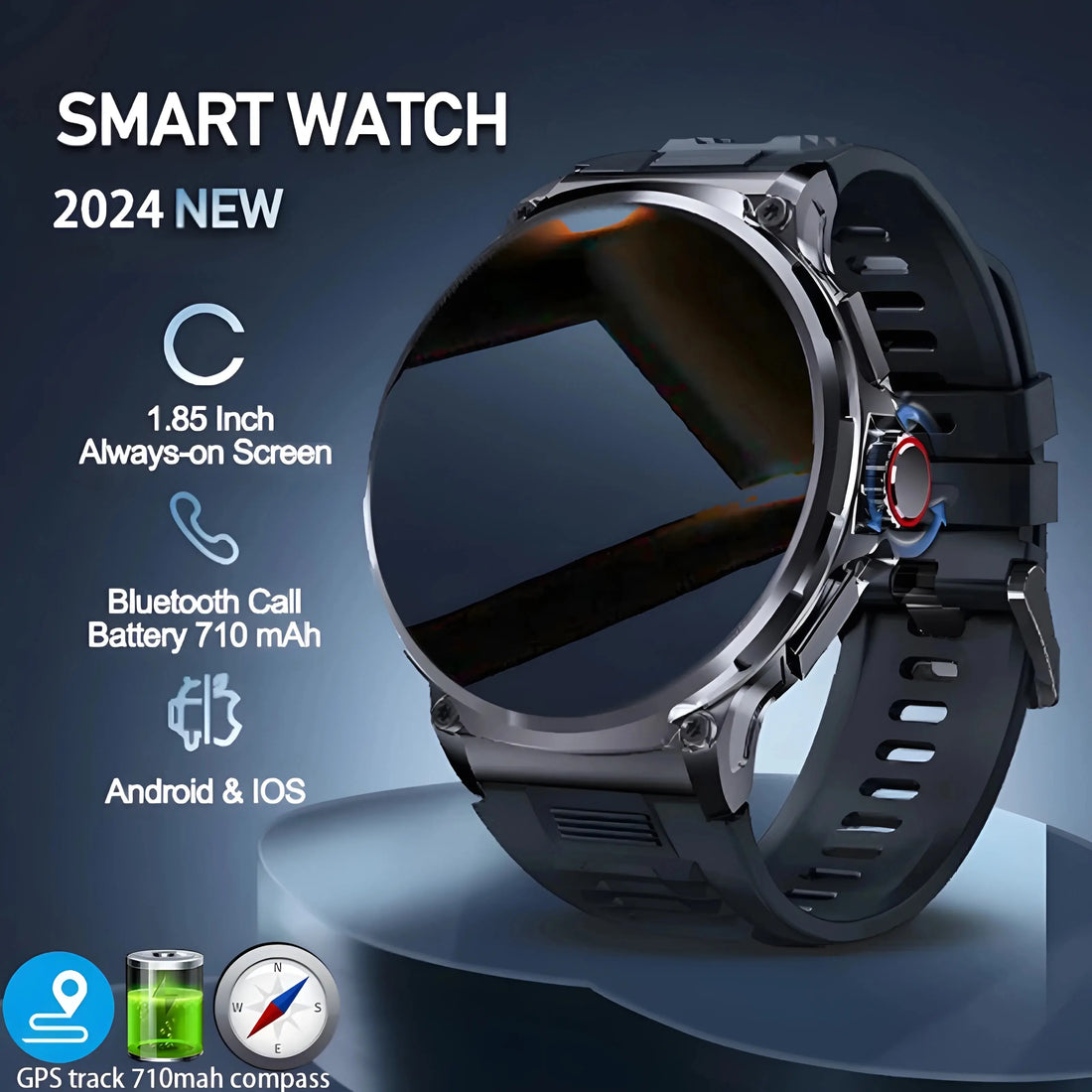 1.85” Ultra HD Smart Watch – GPS, Bluetooth Call, Fitness Tracker