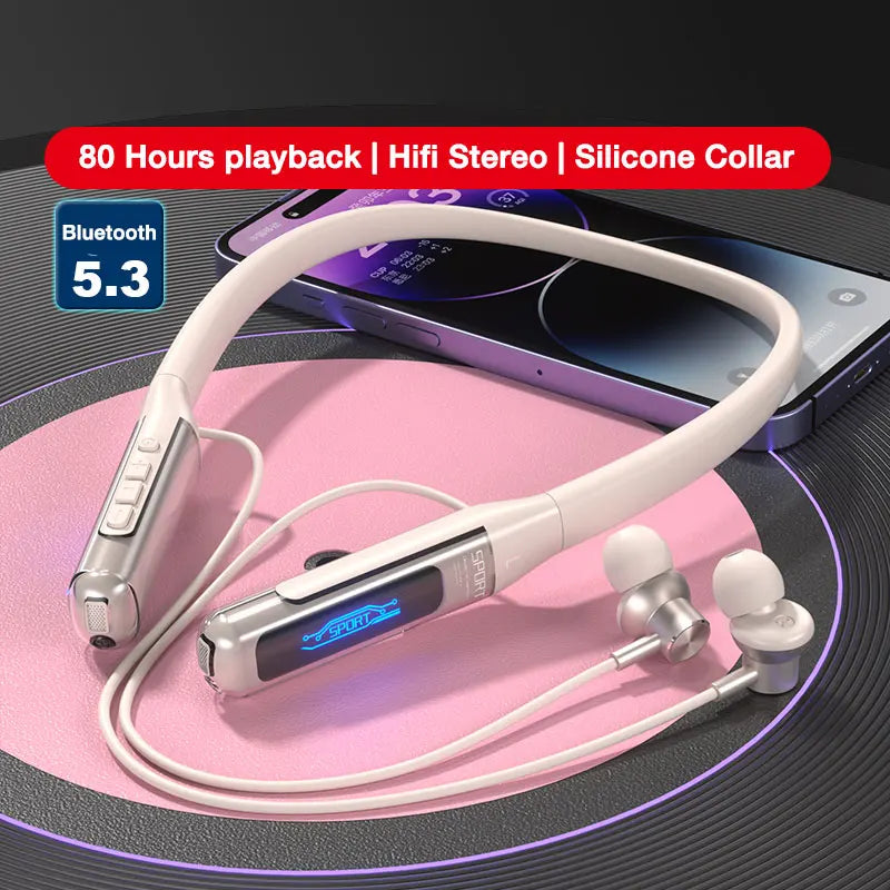 EARDECO Bluetooth Neckband Headphones – 80H Playtime, Bass Stereo