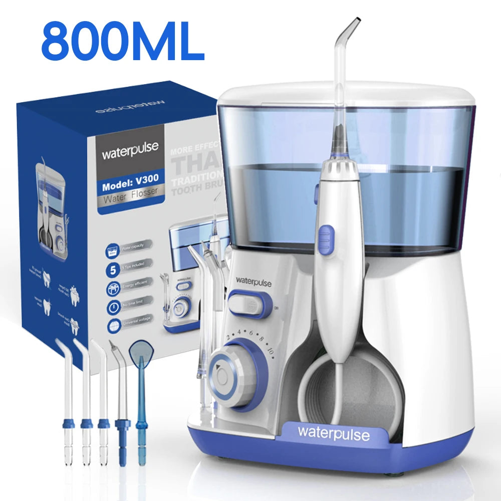Waterpulse Electric Water Flosser – 800ML Oral Irrigator 5x Tips