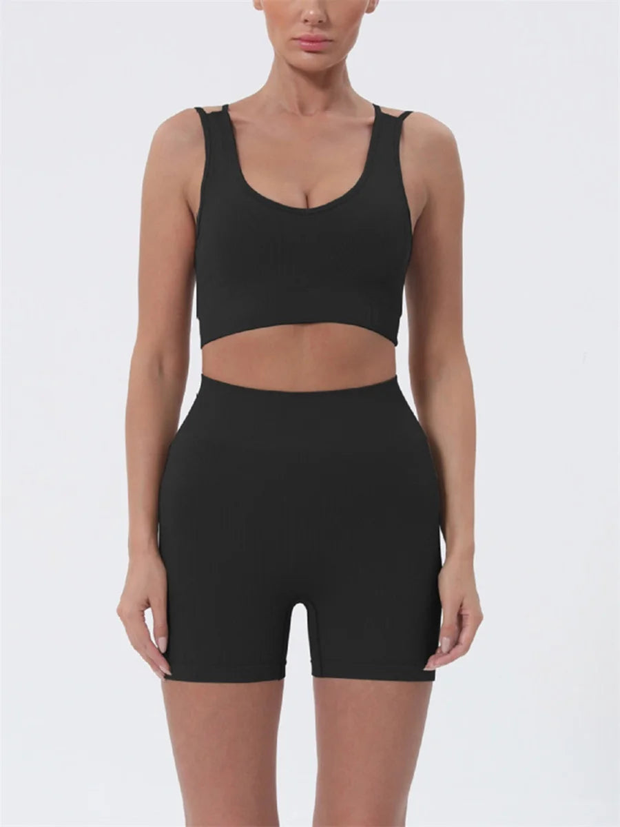 Women’s Summer 2-Piece Crop Top & High-Waist Shorts Set