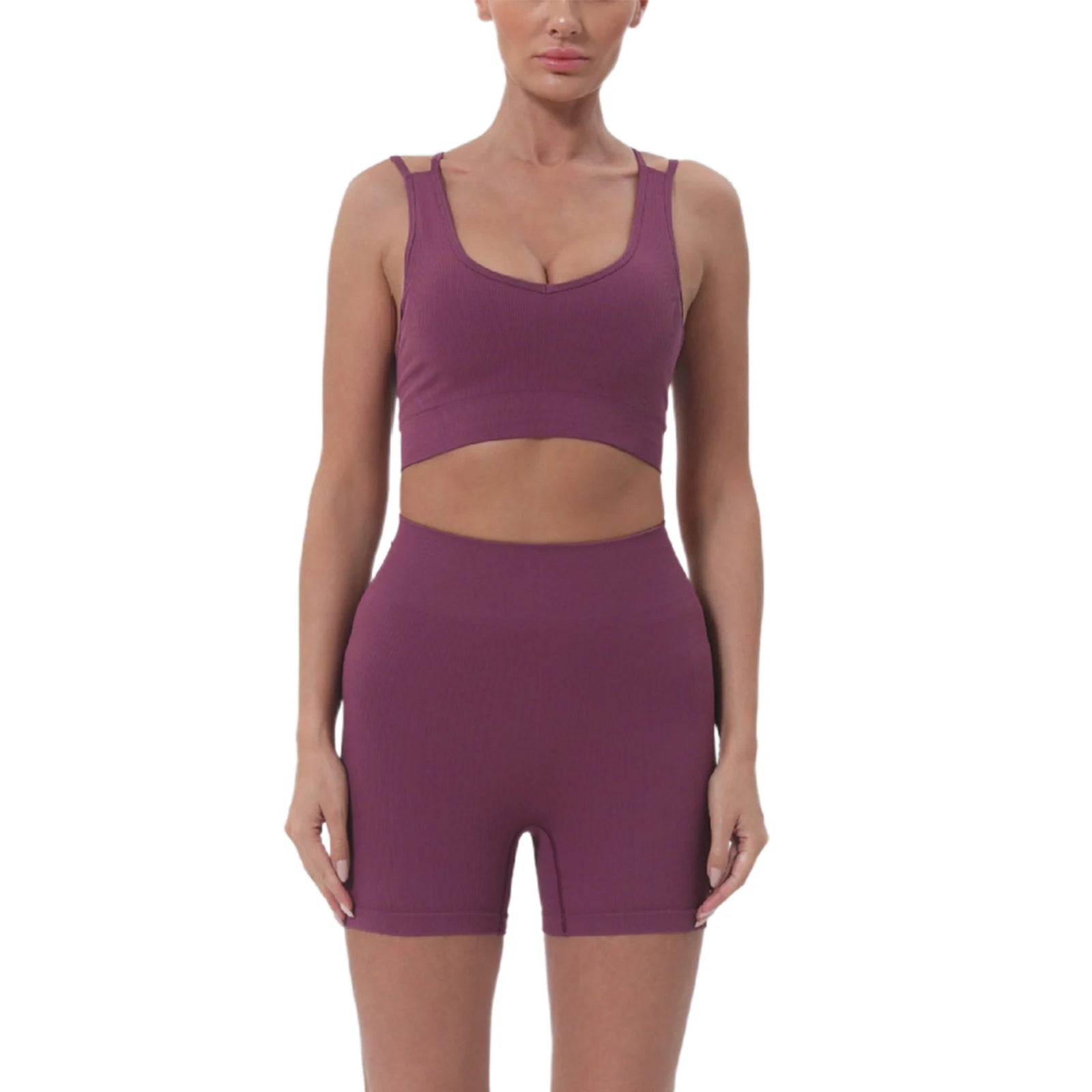 Women’s Summer 2-Piece Crop Top & High-Waist Shorts Set