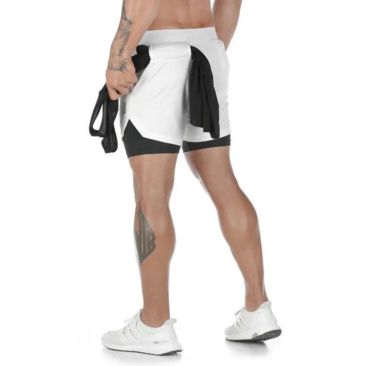 Men’s Camo 2-in-1 Running & Gym Shorts – Quick-Dry